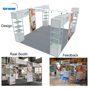 Detian Offer 4x5m aluminum profile pvc panel trade show booth for hair exhibition